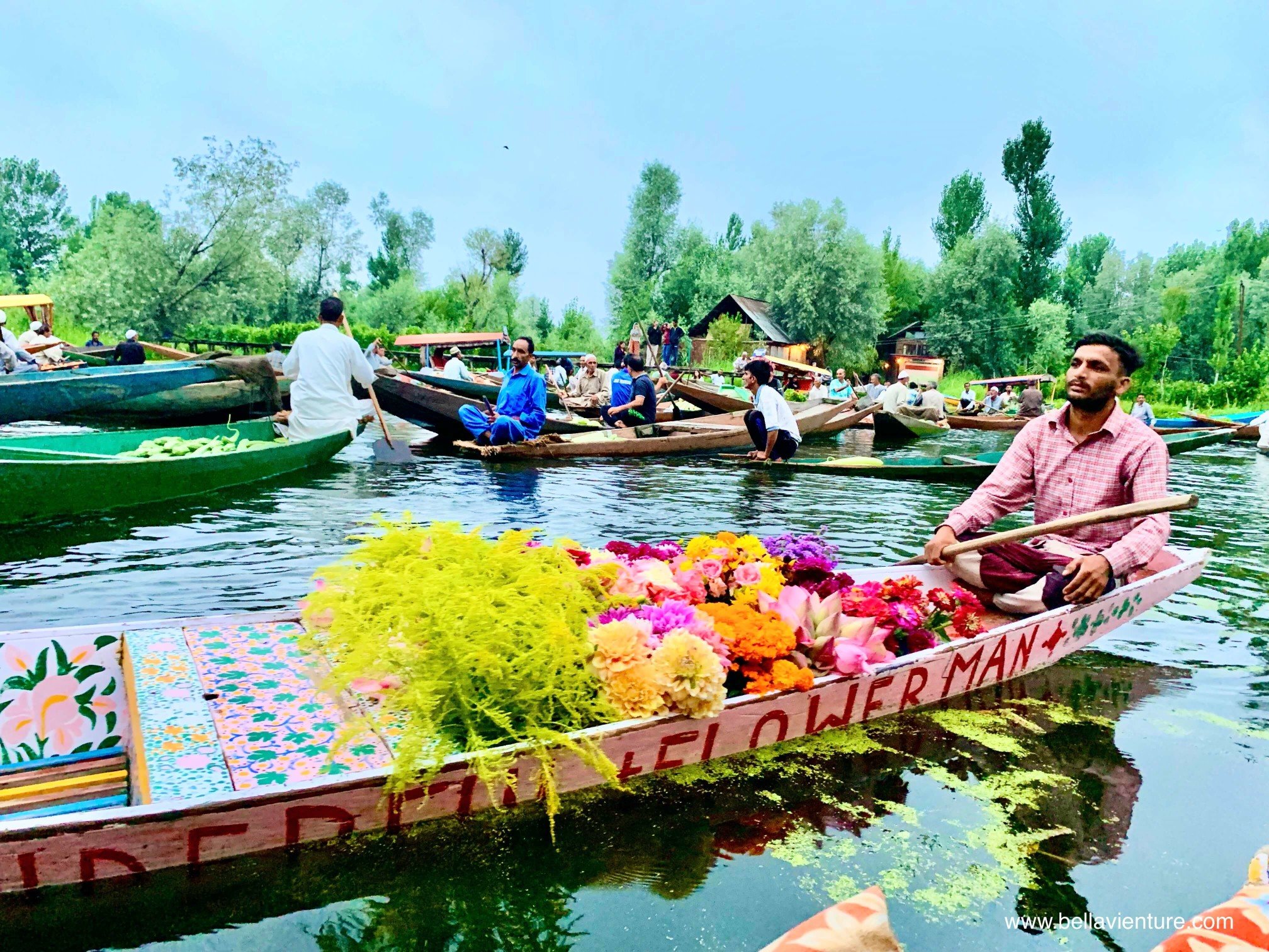 北北印 印度 India 喀什米爾 Kashmir 水上市集 Floating market 清晨 鮮花