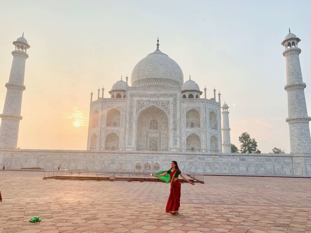 印度india  阿格拉 Agra 泰姬瑪哈陵 Taj Mahal 紗麗 Saree 日出 sunrise